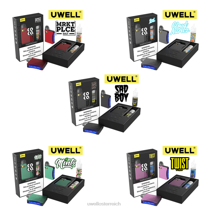 UWELL e-zigarette kaufen - UWELL CALIBURN AK3 Kit + A3S 0,8 Ohm Pods (x2) + Daddy\'s Vapor 10 ml Salze 50 mg crl: grey/flv: saure Wassermelone-Erdbeere 50 mg 60RH240