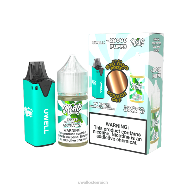 UWELL e-zigarette kaufen - UWELL V6 Einweggerät + Daddy's Vapor 30 ml Saft – Kollaborationspaket clr: cyan/flv: cool mint 50 mg 60RH210