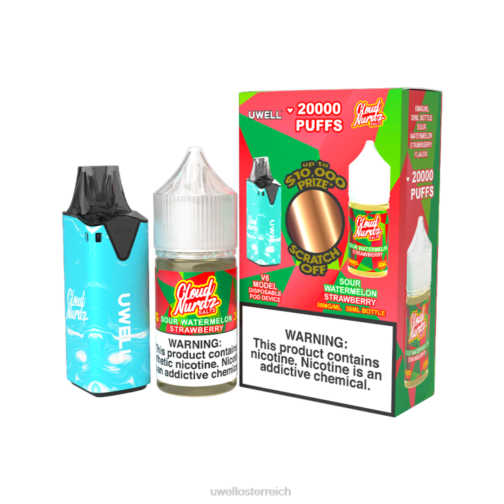 UWELL kaufen - UWELL V6 Einweggerät + Daddy's Vapor 30 ml Saft – Kollaborationspaket clr: blau/flv: saure Wassermelone-Erdbeere 50 mg 60RH204