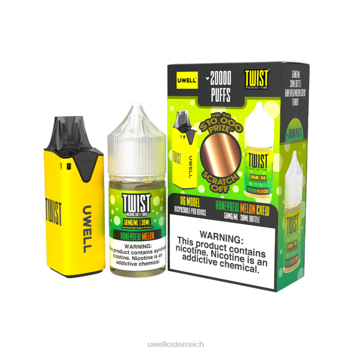 UWELL online shop - UWELL V6 Einweggerät + Daddy's Vapor 30 ml Saft – Kollaborationspaket clr: gelb/flv: Honigmelonen-Kaubonbon 50 mg 60RH217