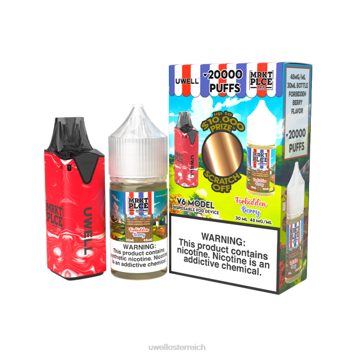 buy UWELL vape - UWELL V6 Einweggerät + Daddy's Vapor 30 ml Saft – Kollaborationspaket clr: rot/flv: verbotene Beere 48 mg 60RH208